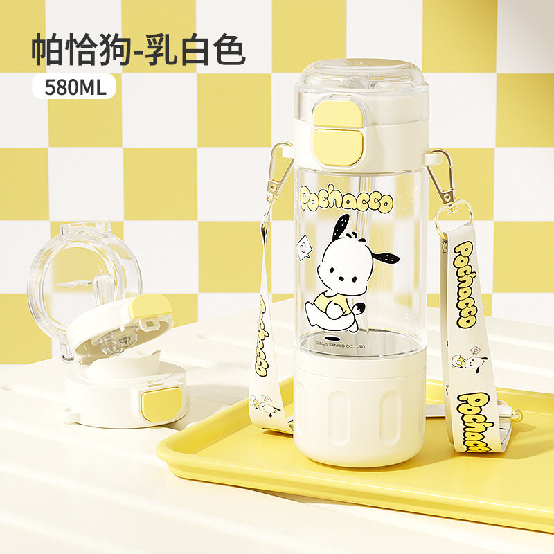 Botella de agua infantil de tritán con pajita My Melody/Kuromi/Pompompurin (420–960ml) – Diseño de dibujos animados sin BPA