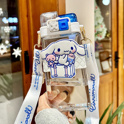 Vaso de agua de plástico tritán Sanrio Kuromi con pajita de 520 ml - Vaso a prueba de fugas sin BPA apto para alimentos para niños