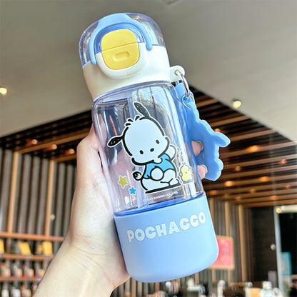 Botella de agua infantil de tritán con pajita My Melody/Kuromi/Pompompurin (420–960ml) – Diseño de dibujos animados sin BPA