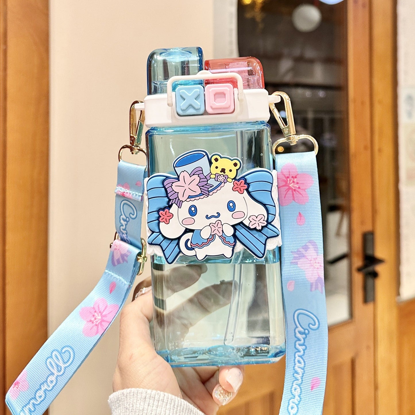 Vaso de agua de plástico tritán Sanrio Kuromi con pajita de 520 ml - Vaso a prueba de fugas sin BPA apto para alimentos para niños