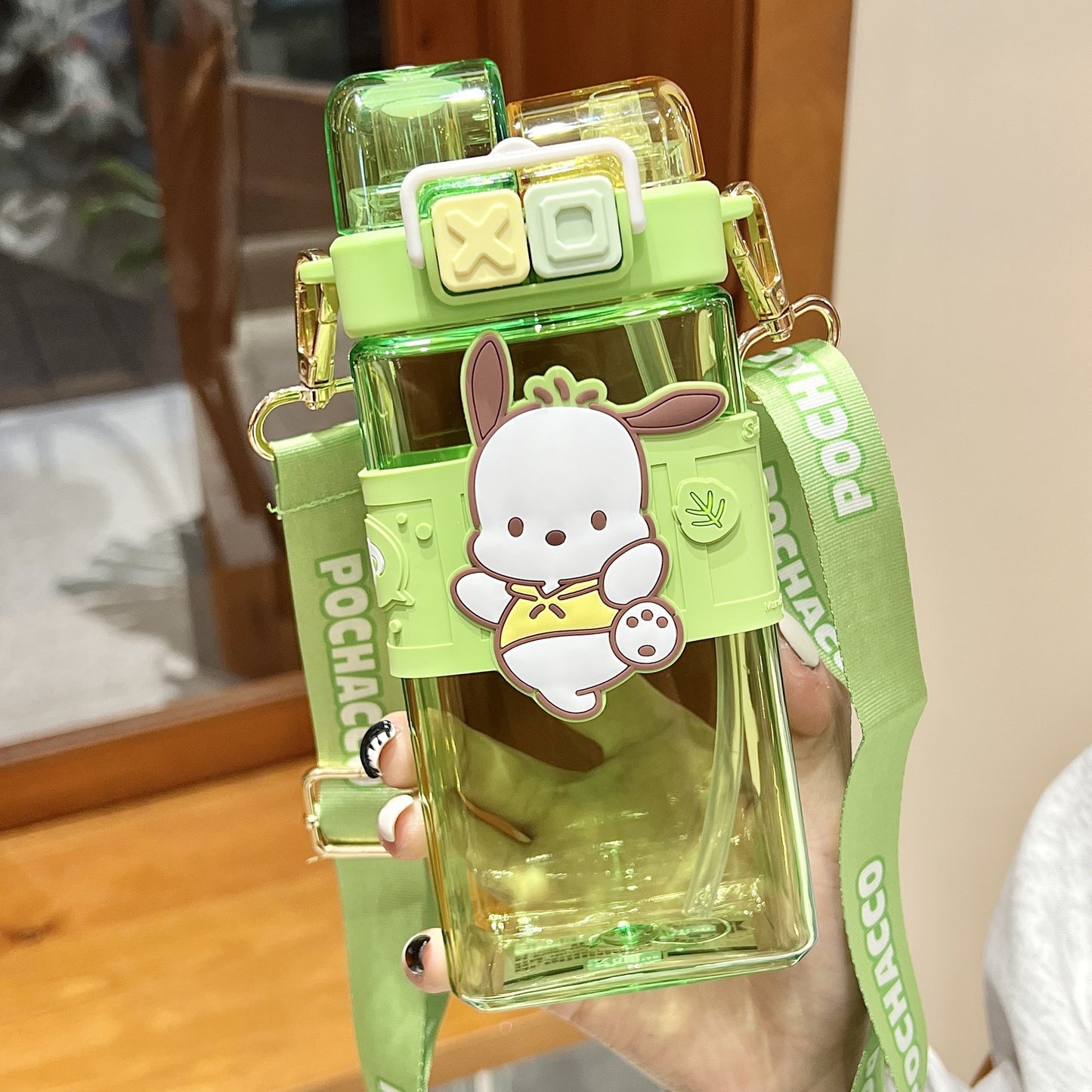 Vaso de agua de plástico tritán Sanrio Kuromi con pajita de 520 ml - Vaso a prueba de fugas sin BPA apto para alimentos para niños