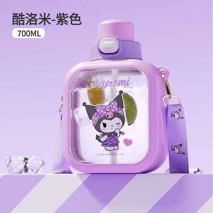 Botella de agua infantil de tritán con pajita My Melody/Kuromi/Pompompurin (420–960ml) – Diseño de dibujos animados sin BPA