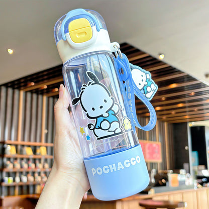 Botella de agua infantil de tritán con pajita My Melody/Kuromi/Pompompurin (420–960ml) – Diseño de dibujos animados sin BPA
